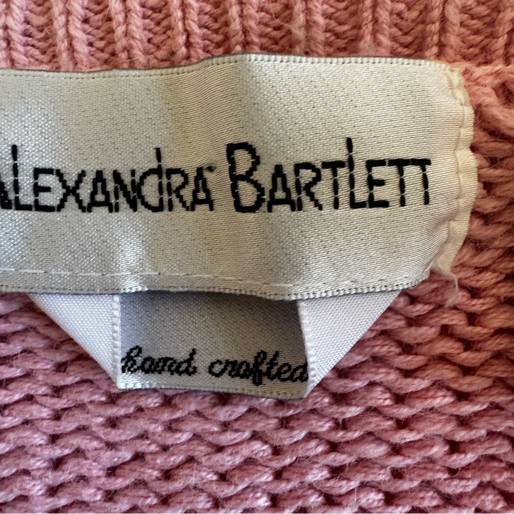 Alexandra Bartlett size LARGE Easter Sweater cardigan Pink bunny eggs Vintage - Picture 12 of 16